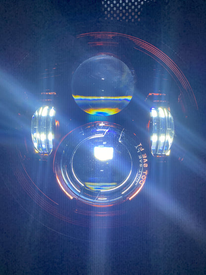 Headlights 'CHROME' Avenger LED for Wrangler JK JKU TJ (pair)