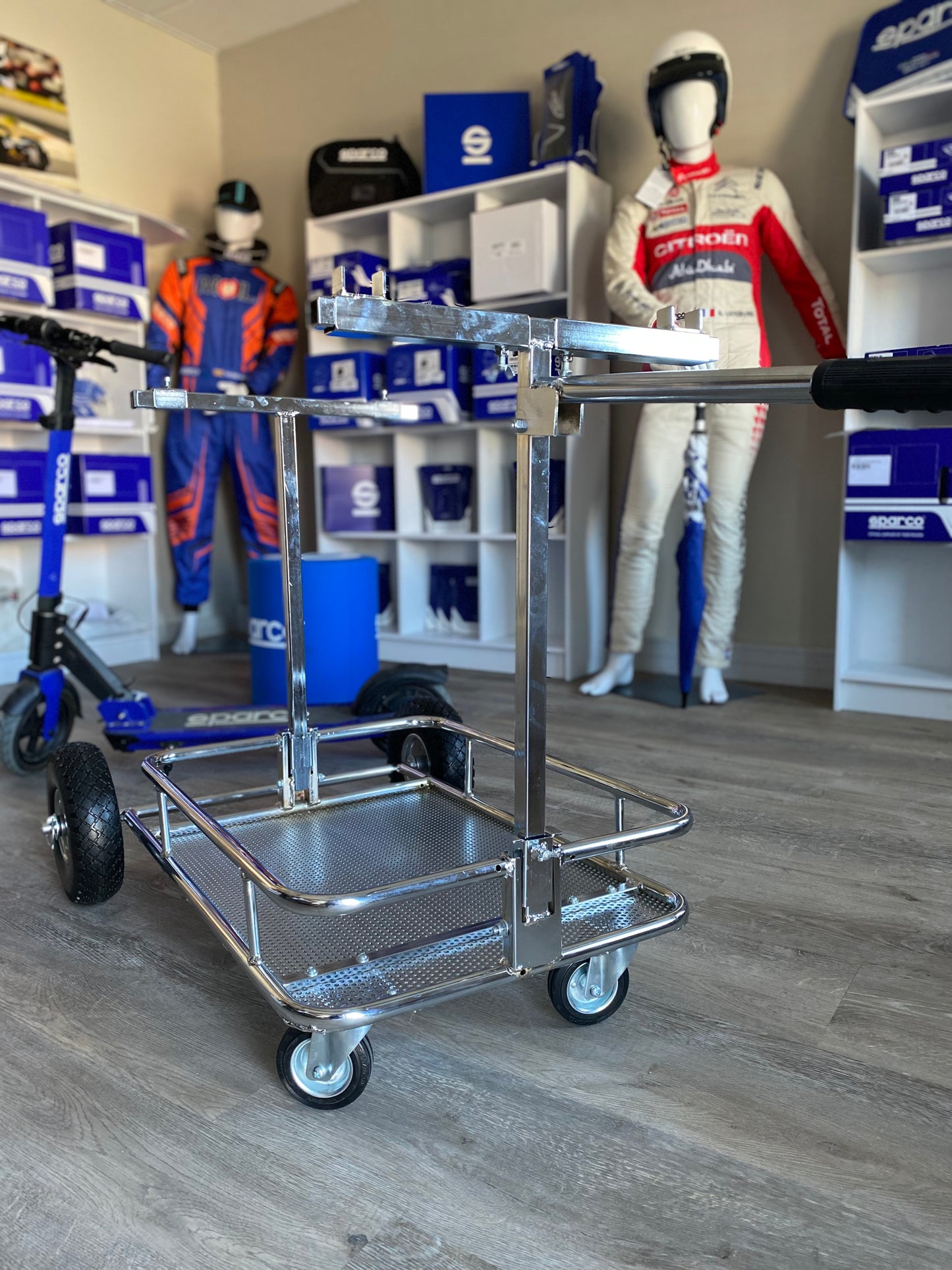 Collapsible KART TROLLEY / STAND - Chrome (Italy import)