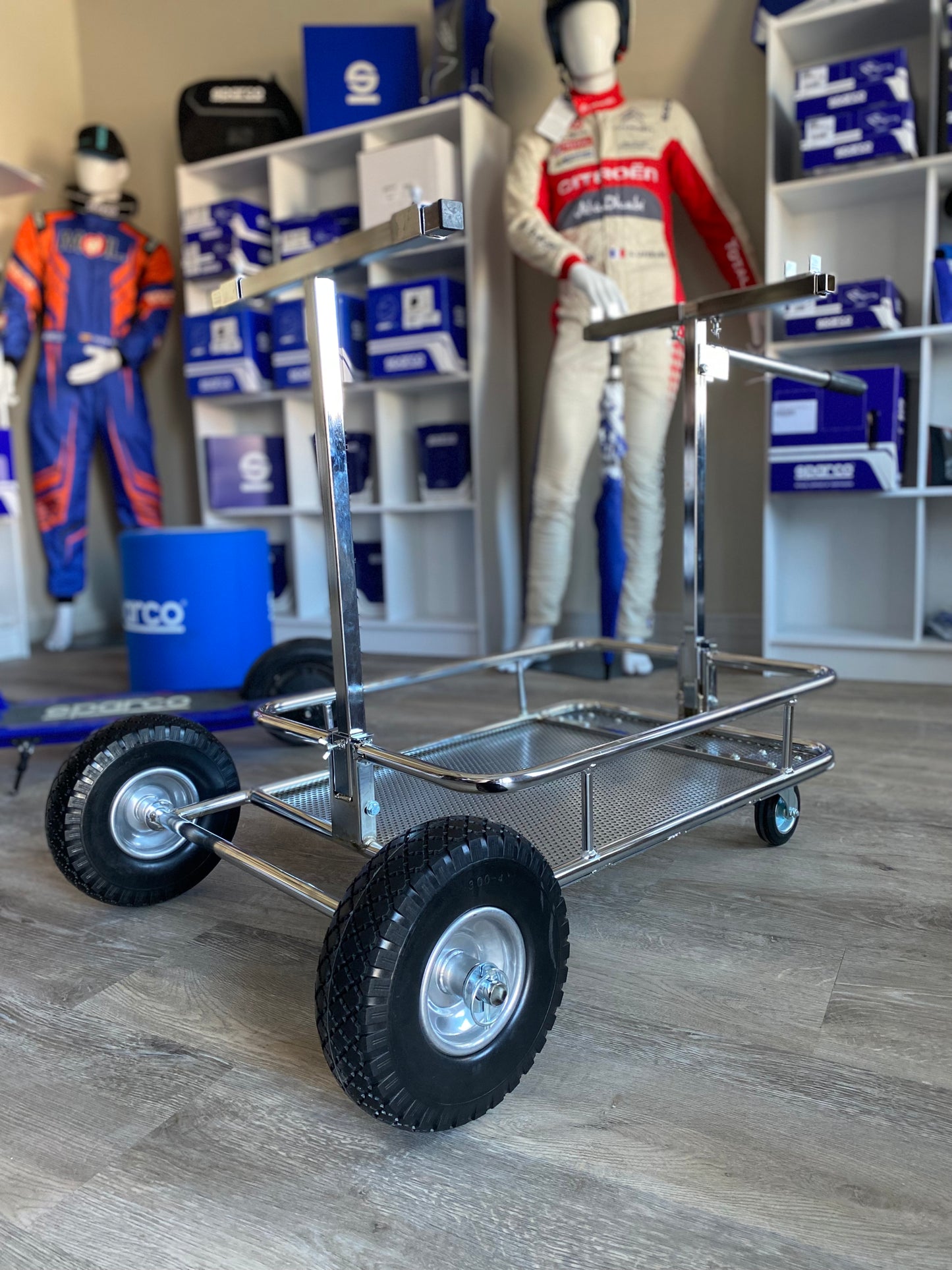 Collapsible KART TROLLEY / STAND - Chrome (Italy import)