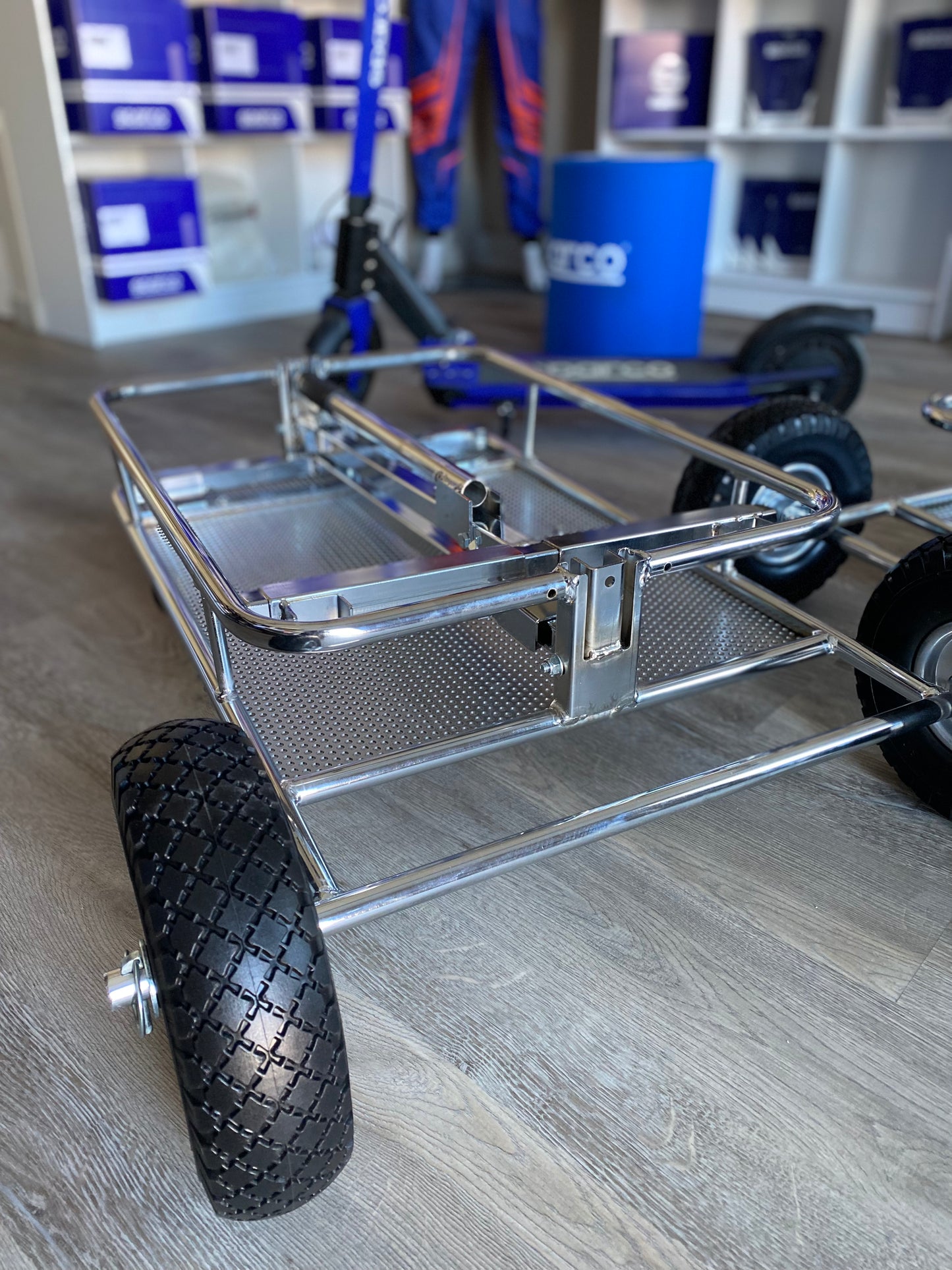 Collapsible KART TROLLEY / STAND - Chrome (Italy import)