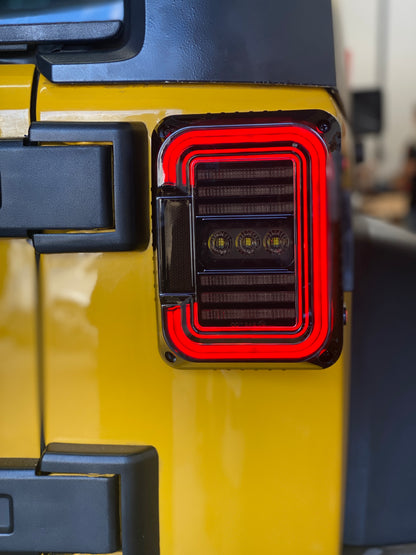 TAIL LIGHTS - CEE 'C' BLACKED LED replacement for Wrangler JK JKU (pair)