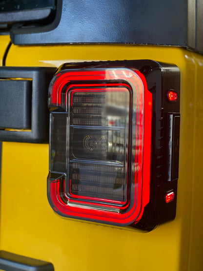 TAIL LIGHTS - CEE 'C' BLACKED LED replacement for Wrangler JK JKU (pair)