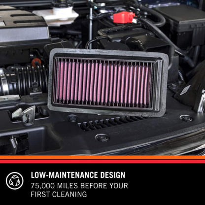 K&N REPLACEMENT AIR FILTER for JEEP Wrangler JL / Gladiator 2018+ 3.6/2.0/2.2L (33-5076)