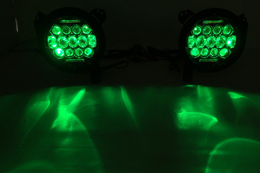 RGB 'SpidersEye' LED HEADLIGHTS with DRL & Remote for Wrangler JK/JKU/TJ (pair)