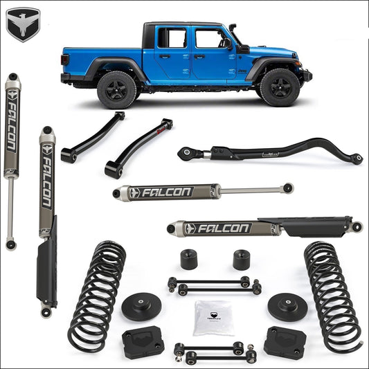 FULLY FITTED JT GLADIATOR SUPERKIT: Teraflex 2.5" Performance Coil / Spacer Lift, FALCON SP2 2.1 Shocks, Arms, HD Track Bar