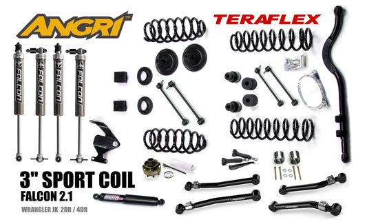 KIT ONLY: 3" Teraflex COIL System, FALCON 2.1 SP2 SHOCKS, ARMS, TRACK BAR, CV, STABILISER for Wrangler JK JKU