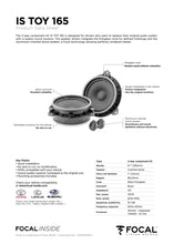 Load image into Gallery viewer, Focal IS TOY 165 2-Way Component Speaker Upgrade Kit for Hilux (with Factory Tweeters)
