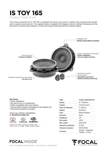 Focal IS TOY 165 2-Way Component Speaker Upgrade Kit for Hilux (with Factory Tweeters)