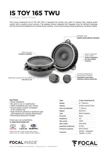 Focal IS TOY 165 TWU 2-Way Component Speaker Upgrade Kit for Hilux (without Factory Tweeters)