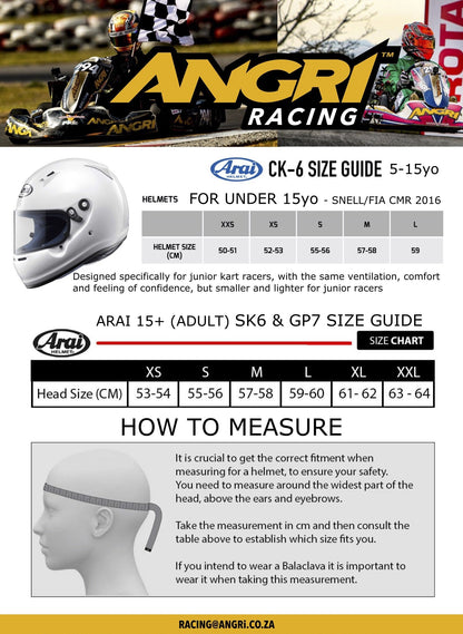 ARAI SK-6 Senior Karting Helmet SK6 (With PED Kit) – ANGRi