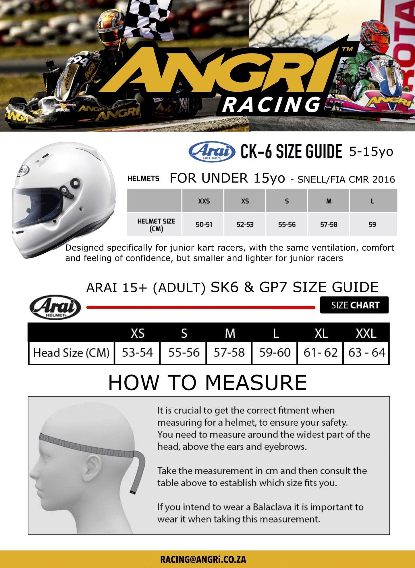 ARAI SK-6 Senior Karting Helmet (without PED Kit) 15yo+