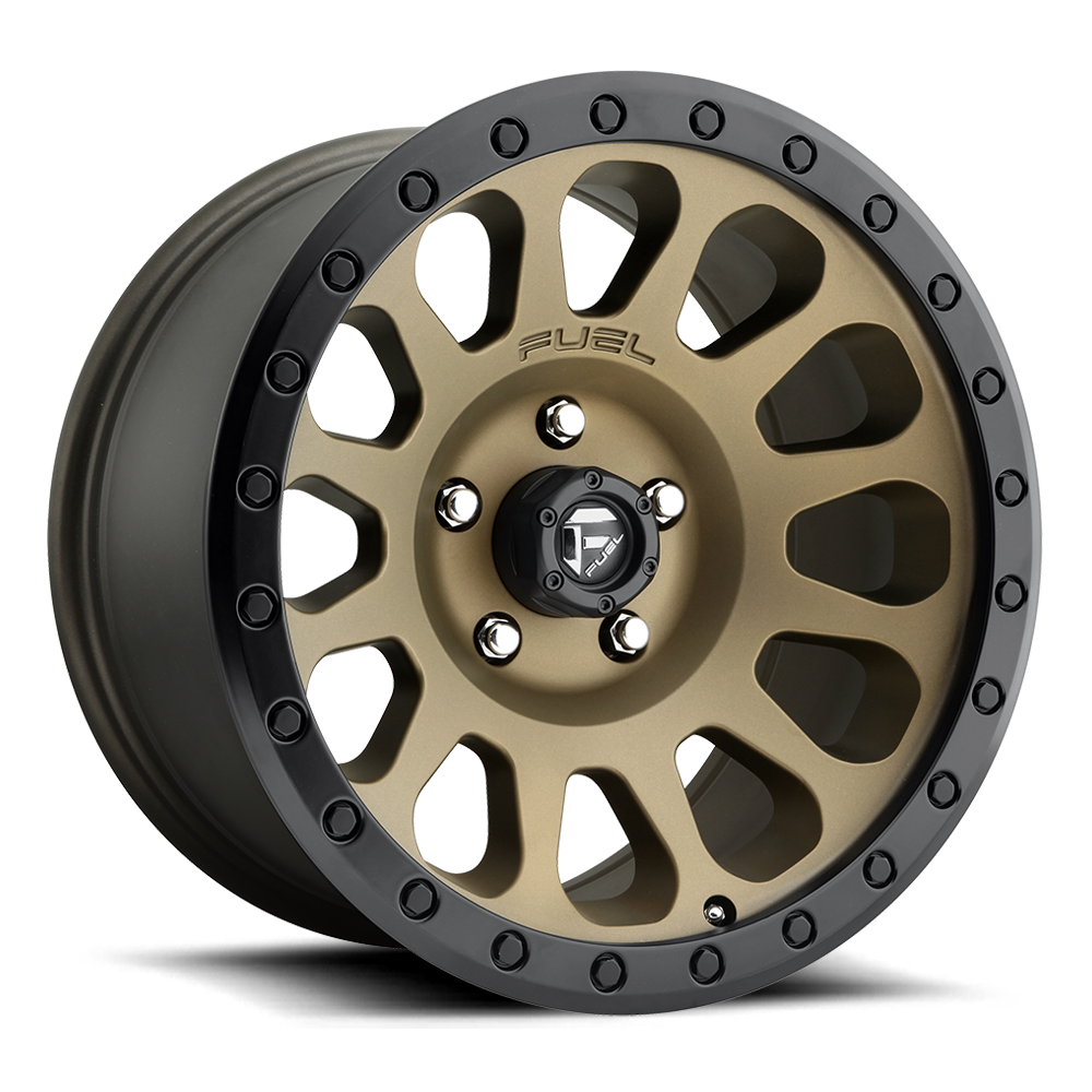FUEL OFFROAD 'VECTOR' 17" D600- Matte Bronze - Black Ring 17/9 Rims (set of 5 Jeep 5x127 - 12) JK, JL, Gladiator