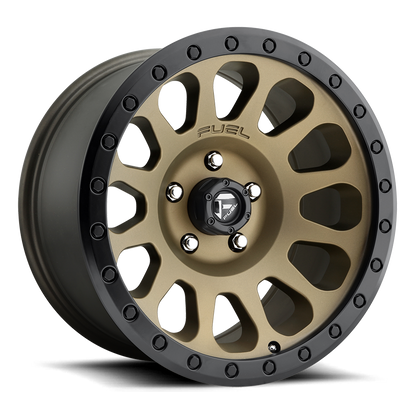 FUEL OFFROAD 'VECTOR' 17" D600- Matte Bronze - Black Ring 17/9 Rims (set of 5 Jeep 5x127 - 12) JK, JL, Gladiator