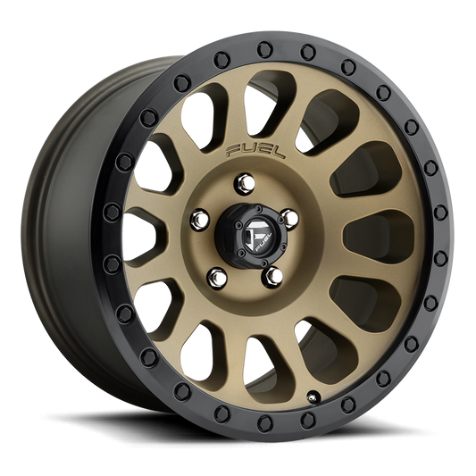 FUEL OFFROAD 'VECTOR' 17" D600- Matte Bronze - Black Ring 17/9 Rims (set of 5 Jeep 5x127 - 12) JK, JL, Gladiator
