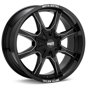 Moto-Metal MO970 Gloss Black with milled spokes - 17" (set of 5 Jeep 5x127 and 5x139.7 -12)
