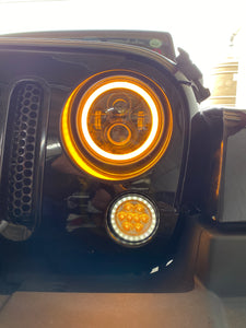 Headlights CHROME LED DRL Halo 'Clone' for JK/JKU/TJ (pair)