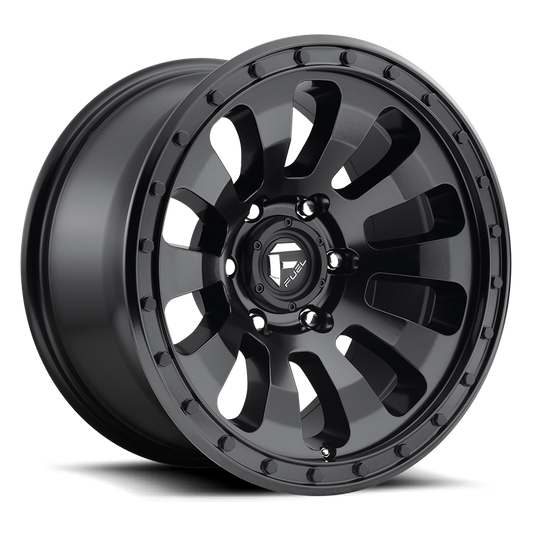 FUEL OFFROAD 'TACTIC' 17" D630- Satin Black 17/9 Rims (set of 5 Jeep 5x127 - 12) JK
