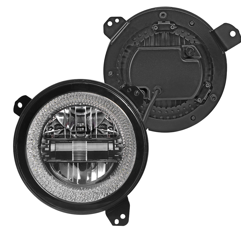 Headlights "9" RGB 'DIAMOND' for Wrangler JL / JLU with DRL (App Controlled) A+ LED