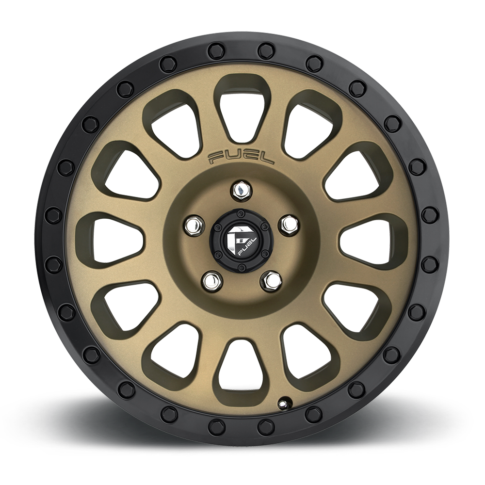 FUEL OFFROAD 'VECTOR' 17" D600- Matte Bronze - Black Ring 17/9 Rims (set of 5 Jeep 5x127 - 12) JK, JL, Gladiator