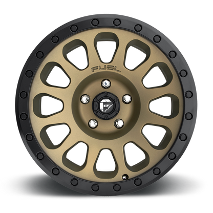 FUEL OFFROAD 'VECTOR' 17" D600- Matte Bronze - Black Ring 17/9 Rims (set of 5 Jeep 5x127 - 12) JK, JL, Gladiator