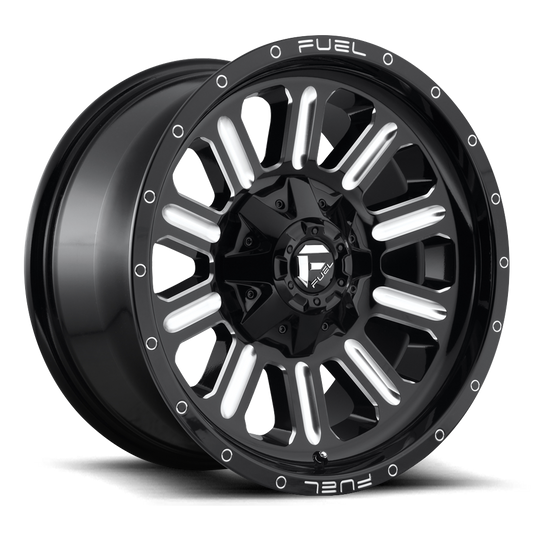FUEL OFFROAD 'Hardline' 17" D620 - Gloss Black Milled 17" 9J Rims -12 (set of 5 Jeep 5x127 and 5x114)