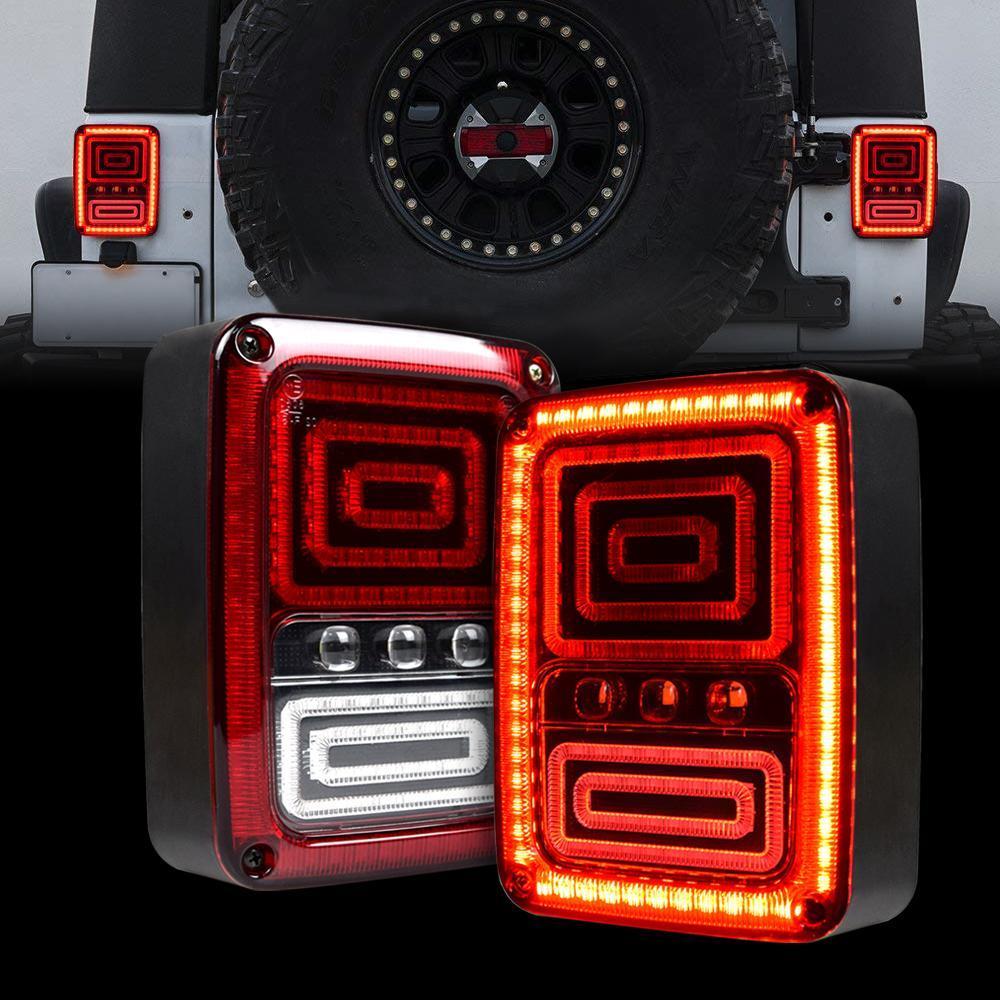 TAIL LIGHTS - RED SWIRL LED replacement for Wrangler JK JKU (pair)