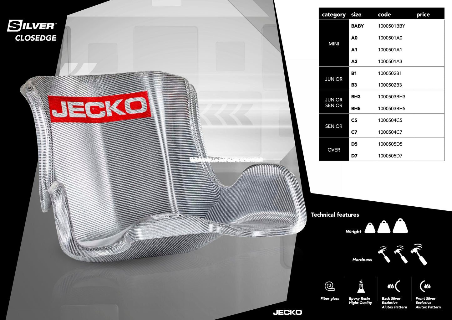 JECKO SEATS - Silver EXT - SIZE BBY