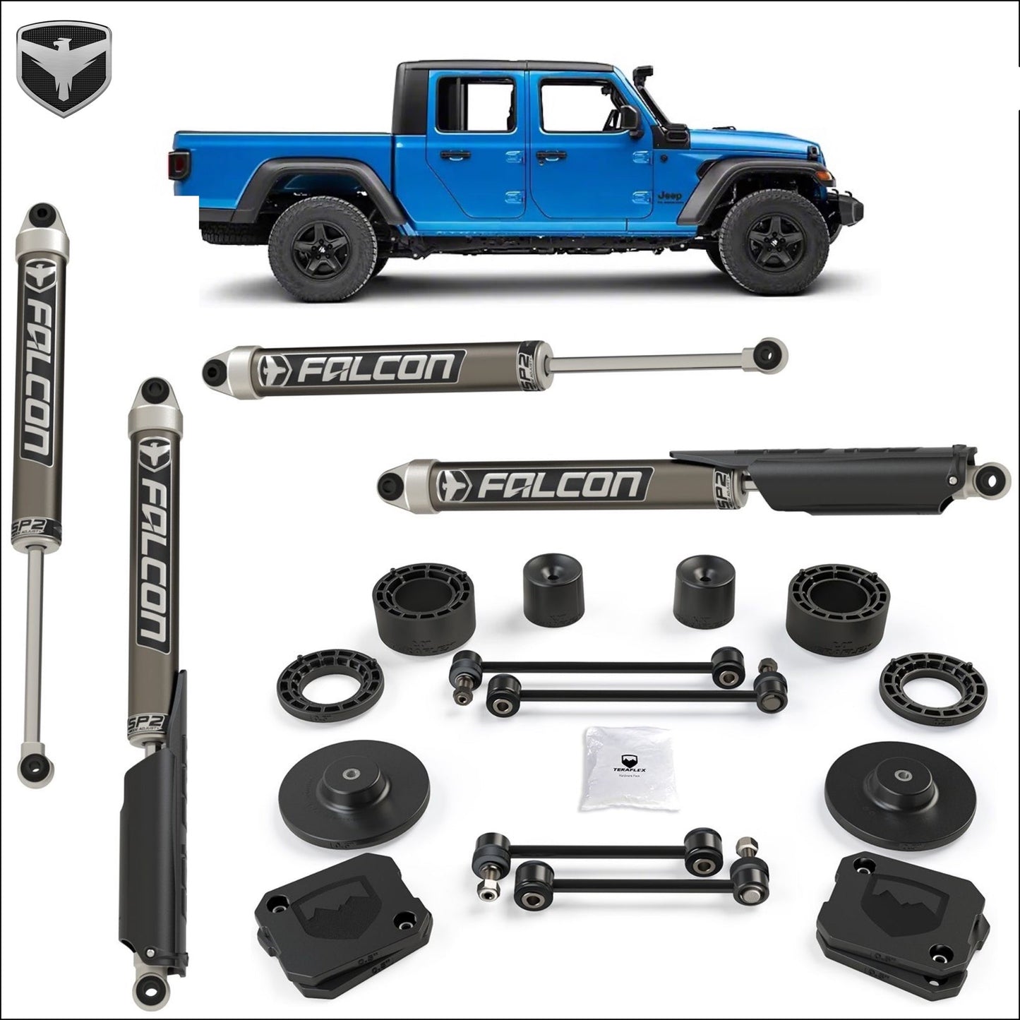 Teraflex 2.5" Performance Spacer Lift with FALCON SP2 2.1 Shocks (Kit Only) for JT Gladiator